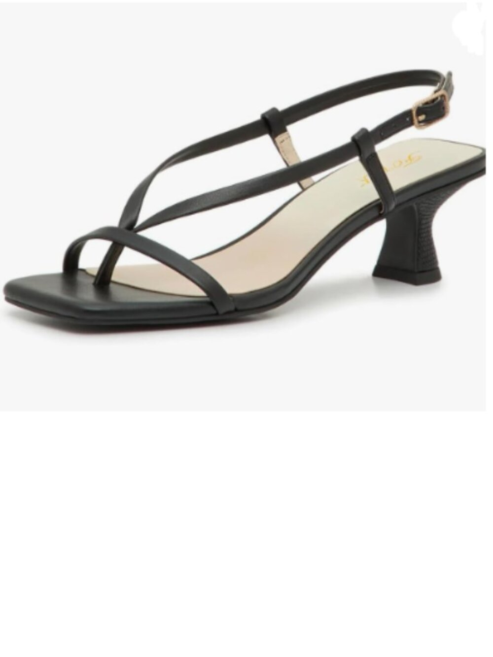 FOWT Black Stylish Square Open Toe Strappy Thong Sandals Clip Toe Buckled Shoes
